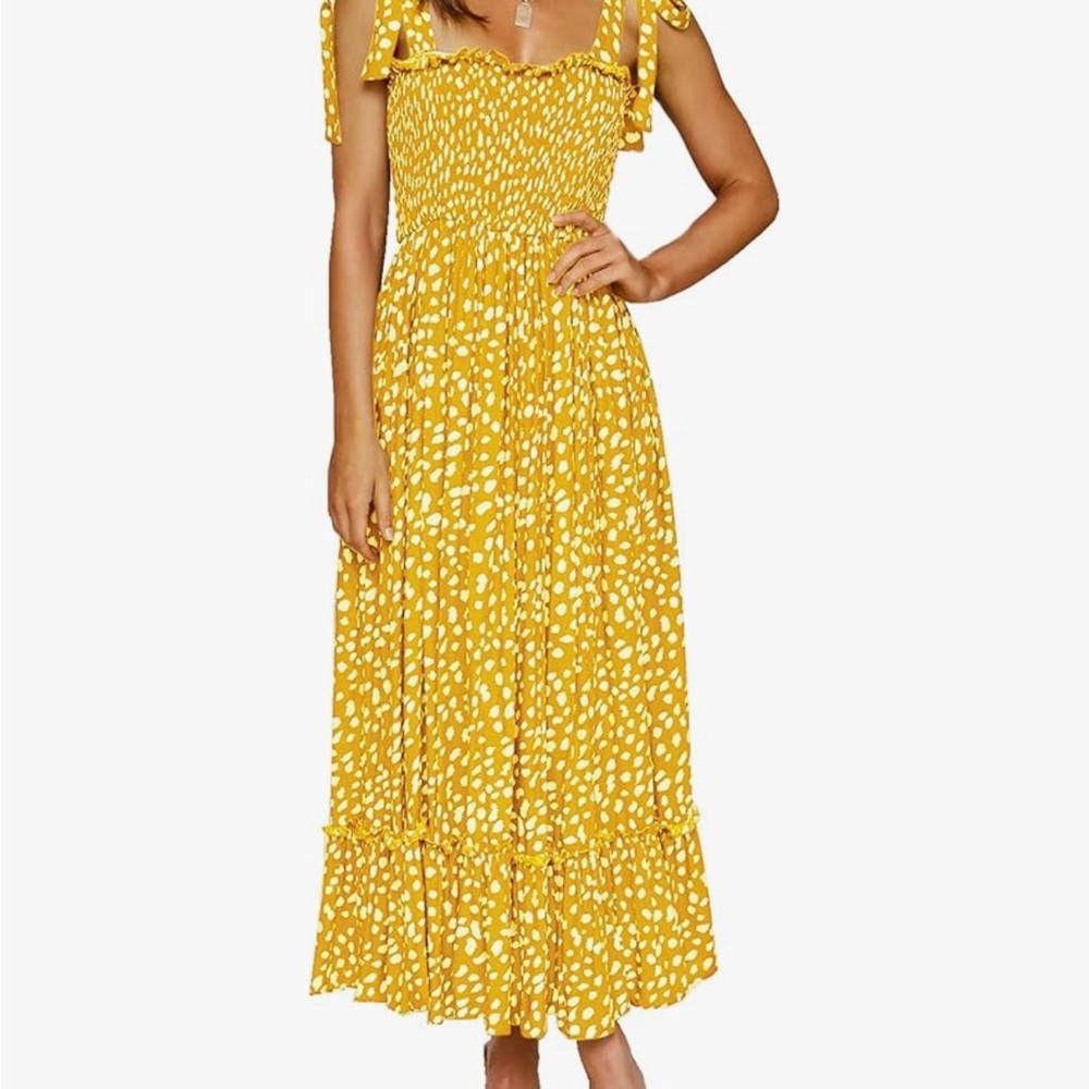 Yellow Polka Dot Women's Dress